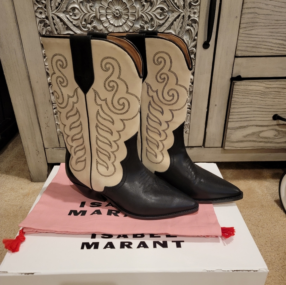 Isabel Marant Black and Cream Women's Boots